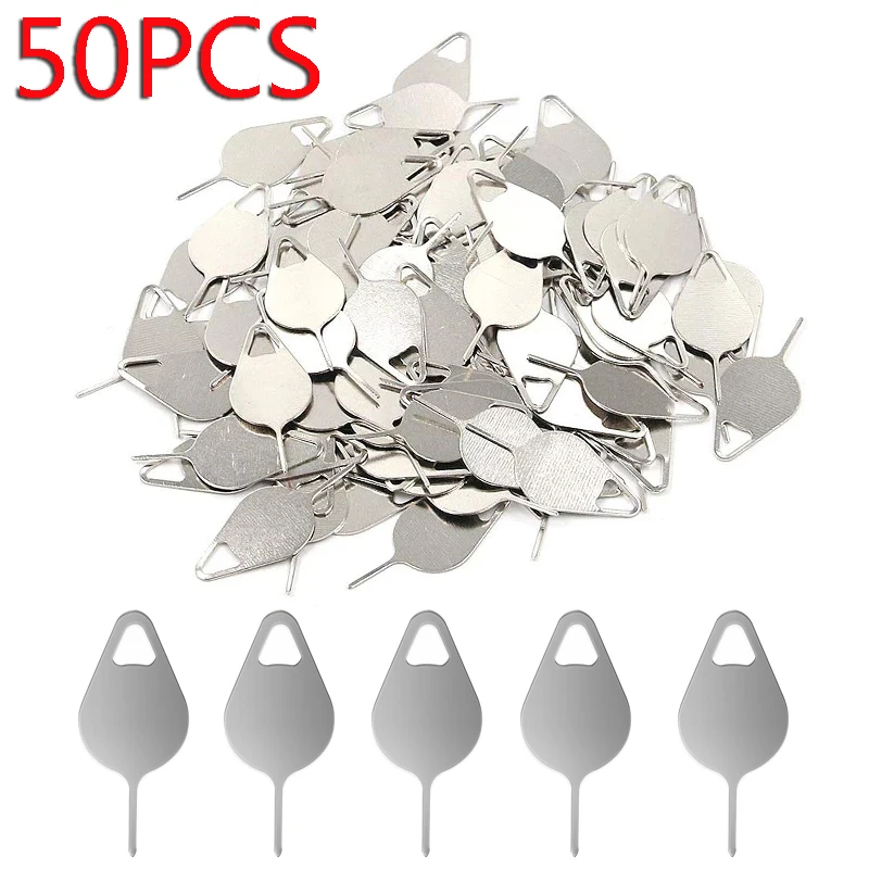 50Pcs Sim Card Tray Removal Eject Pin Key Tool Stainless Steel Needle