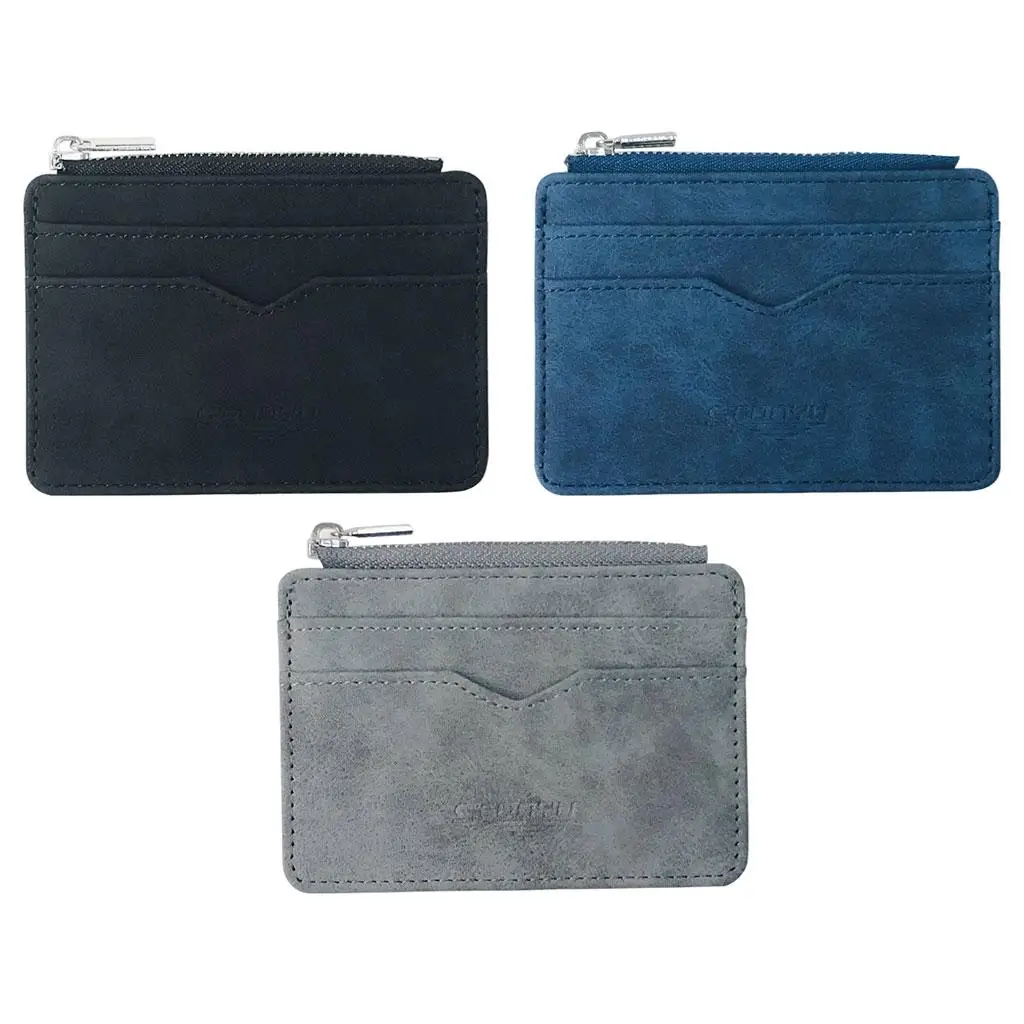 

Mini ID Card Holder Wallet Zipper PU Portable Clutch