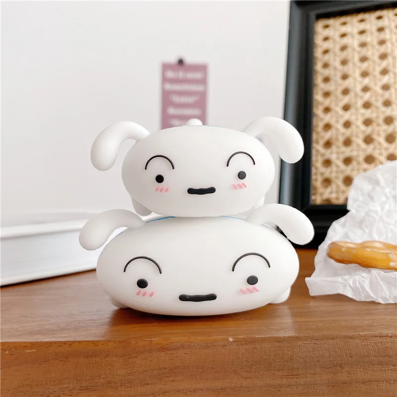 Anime Shinchan Airpods Pro 2nd Generation Case Cute 3D White Dog Earphone Airpods Pro 2 Silicone Case