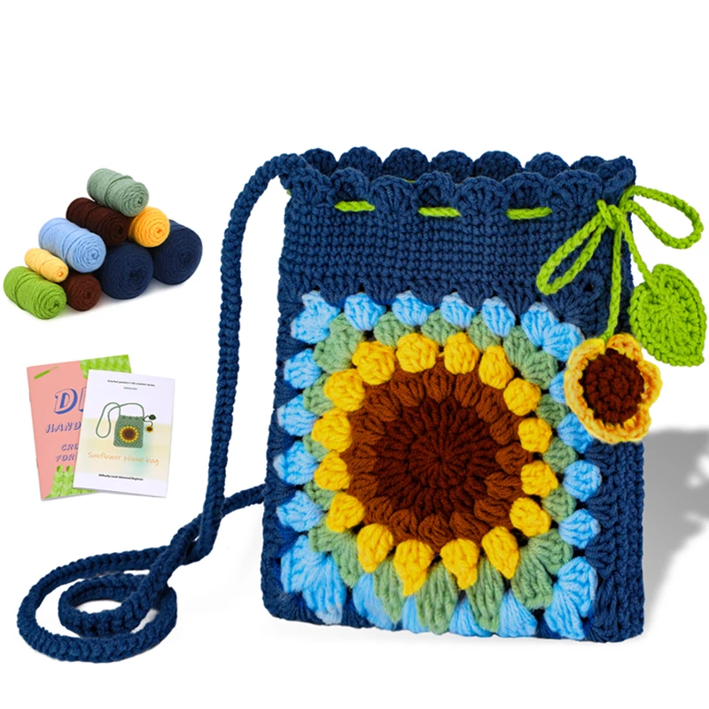 Crochet Kit Crochet Kit for Beginners Adult with Video Tutorials Include Crochet Hook,Yarn and Kniting Supplies for Bag Craft DIY