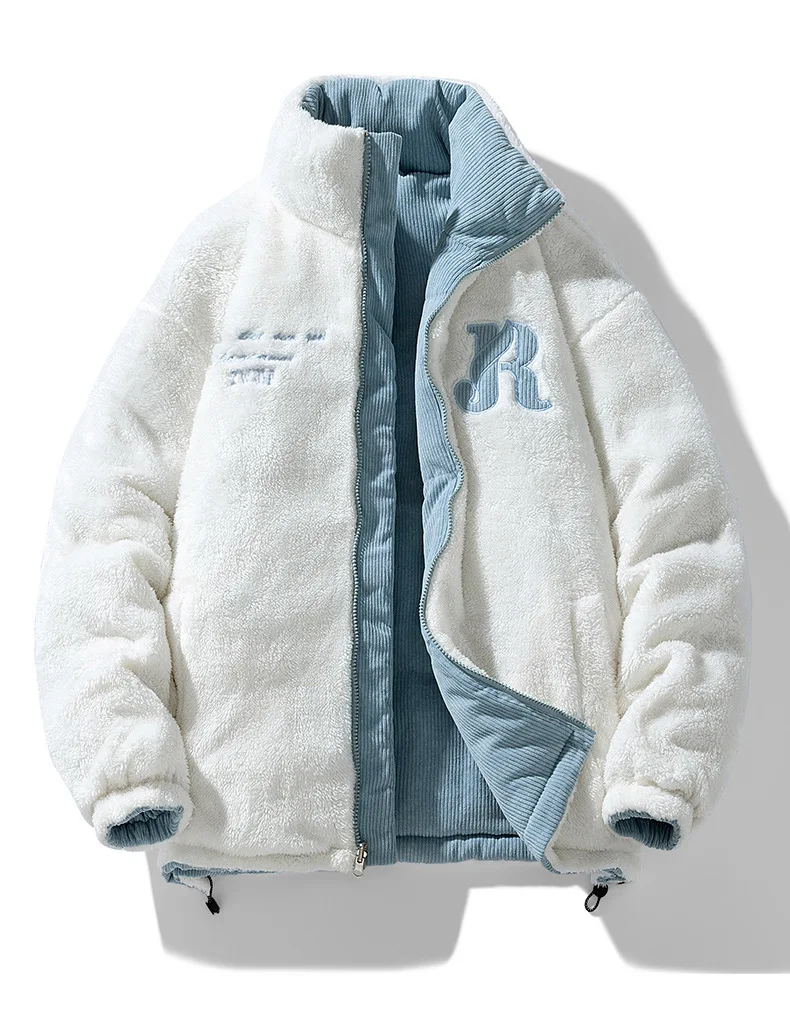 Men Jackets and Coat for Winter Fleece-Lined Thick Warm Corduroy Solid Color Reversible Both Side Can Wear Stylish Outwear 2