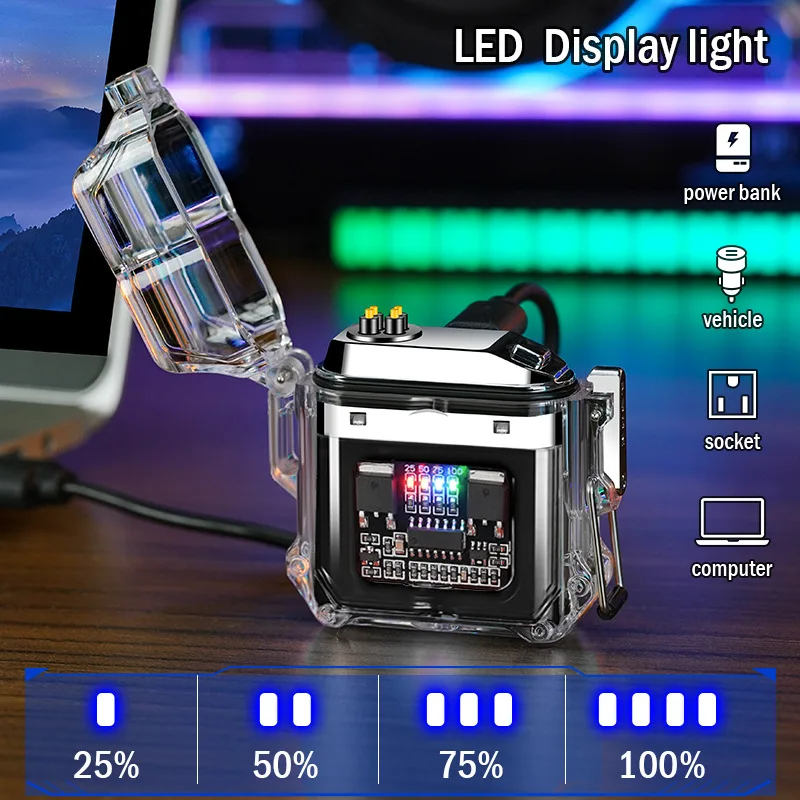 

2024 Waterproof Lighter Rechargeable Windproof Usb Arc Lighters Metal Cigar Igniter Men High-end Rechargeable Electric Lighters