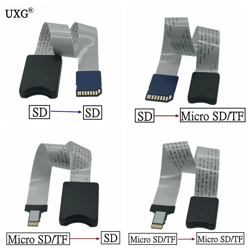 10CM 60CM SD Card Female To TF Micro SD Male SD To SD TF To TF Flexible Card Extension Cable Extender Adapter Reader Drop Ship