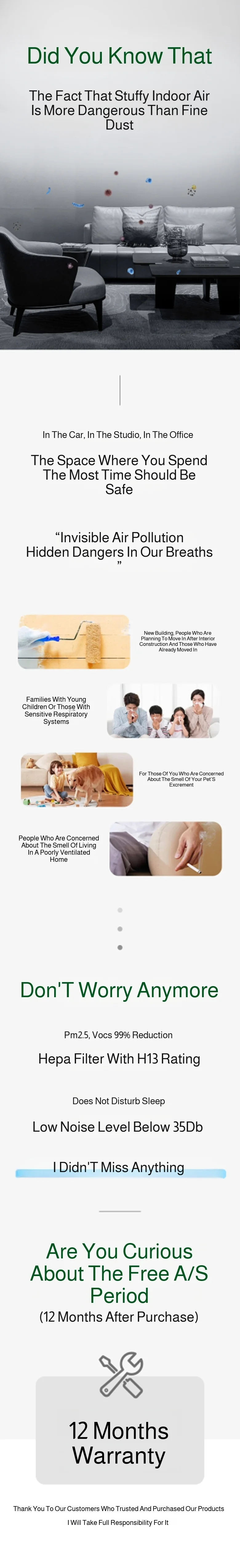 Air Purifier - High Efficiency Deodorizing Desktop Indoor Purifier