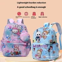 Anime Cartoon Labubu Backpack Kindergarten Backpack Large Class Labubu Printed Cute Reducing Burden Oxford Cloth Backpack 2