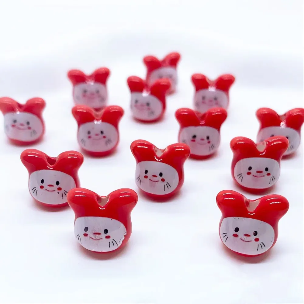 10Pcs Ceramic Colorful Chinchillas Ceramic Beads Rabbit Beads Cute Rabbit Ceramic Beads Animal Cute Rabbit Shape Porcelain Bead