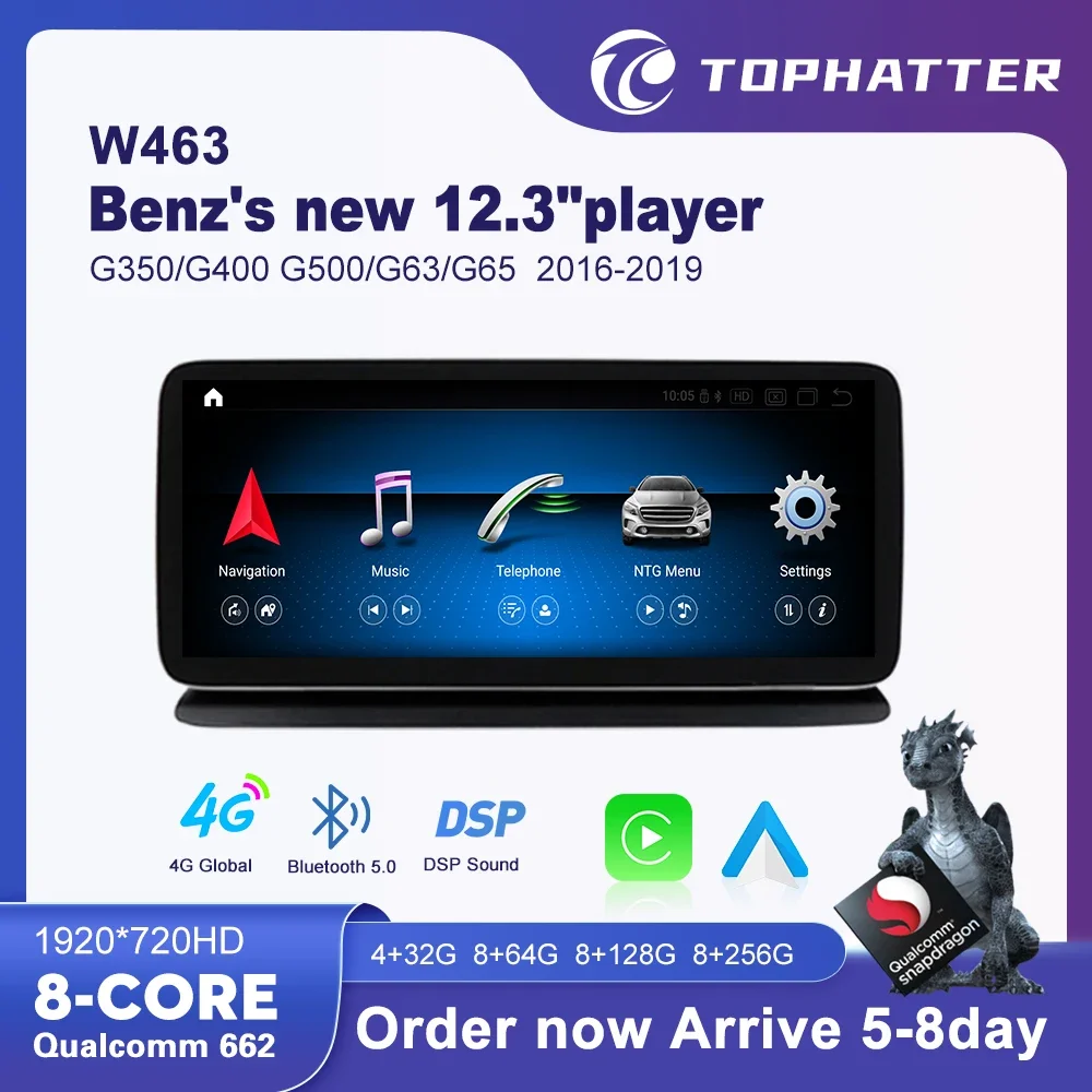 

12.3' Wireless Android 13 Car Radio Player Central Multimedia Display Screen For Benz W461 W463 with Car Android Auto