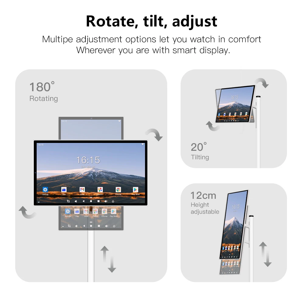 Portable Lcd 24 Inch Tv Fhd Ips Touch Screen Smart Android 12 System Mini Television With Wifi USB Port Tv on Wheels