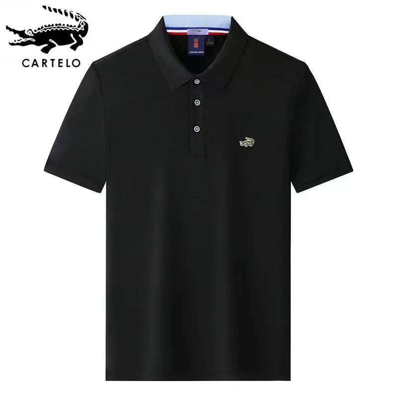 

CARTELO 2023 Summer Stripe Men's Polo Shirt Men Solid Lapel Buttons Polo Shirt Brand Men Short-Sleeved Casual Shirt Man Clothing