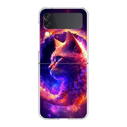 Cartoon Cat Shockproof Transparent Phone Case - Hard PC Cover for Foldable Flip Devices (B1)