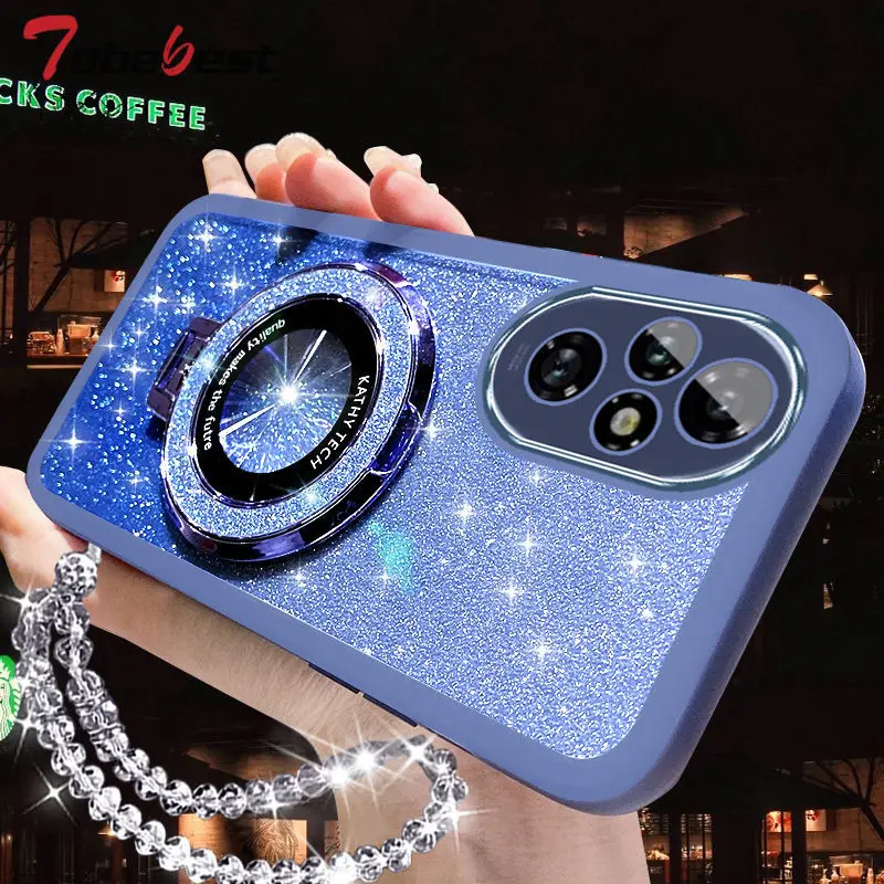 Sparkling Crystal Bracelet MagSafe Phone Holder Case - Silicone Cover with Glitter Design