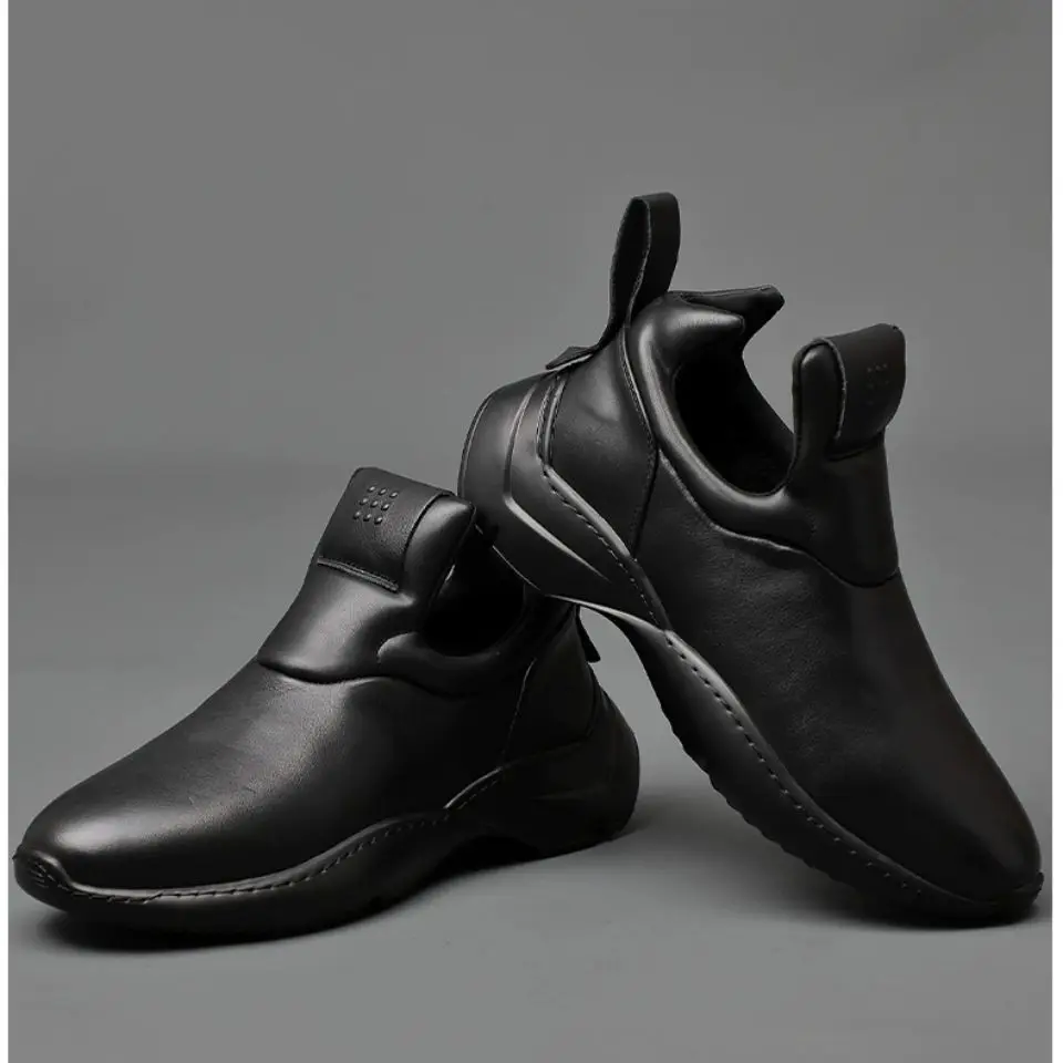 Men's Shoes 2023 spring Autumn New Old Daddy Shoes With Genuine Leather Sports Heightening Personality Thick Slip-On Bottom Shoe