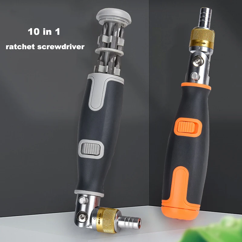 Portable ratchet screwdriver set 10 in 1 hidden screwdriver multi angle