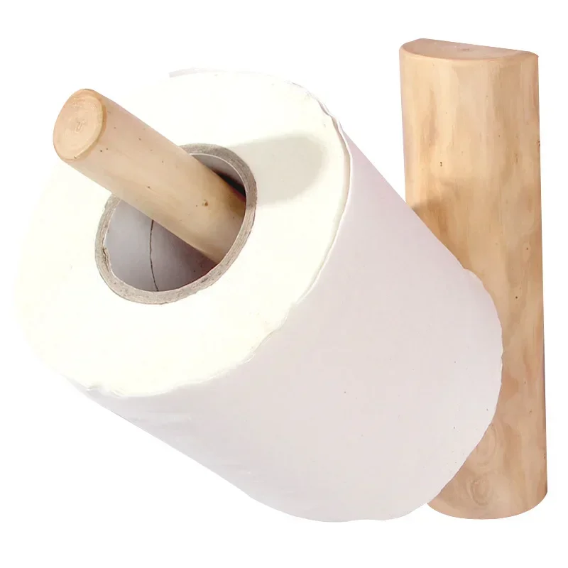 Creative Log Branch Hook Paper Roll Hanger Hole Free Paper Towel Rack Living Room Kitchen Bathroom Wall Hanging Towel Rack