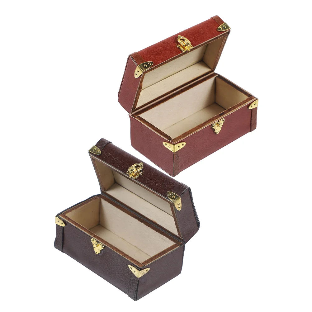 

2 Pcs Miniature Model Suitcase House Travel Toy Toys Decor Trolley Miniatures Luggage