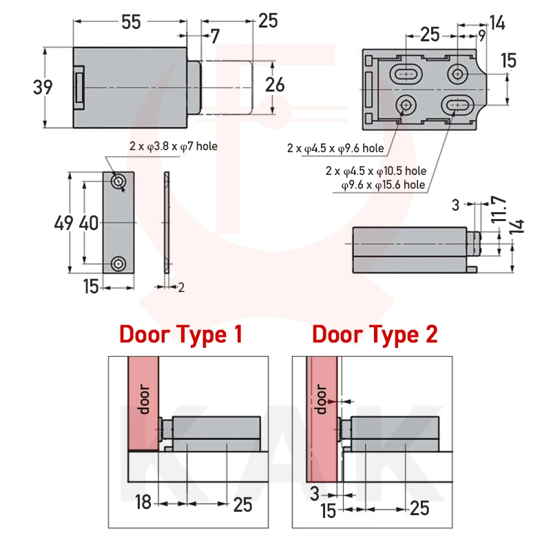 KAK Heavy Duty Push to Open Cabinet Catches Hidden Door Handle Replacement Magnetic Door Catch Lock Closer Hardware door catches