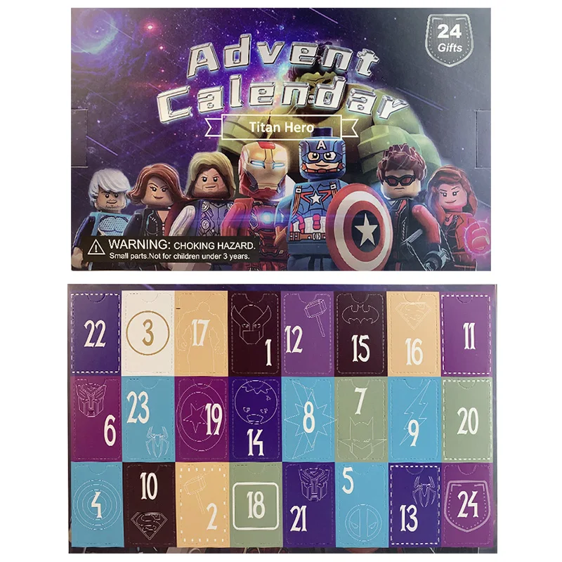 2023 Marvel Advent Calendar toy Avengers Anime Figures Spider-Man Hulk  24Pcs mini Doll Christmas Day Xmas Gift box For Kids Boy