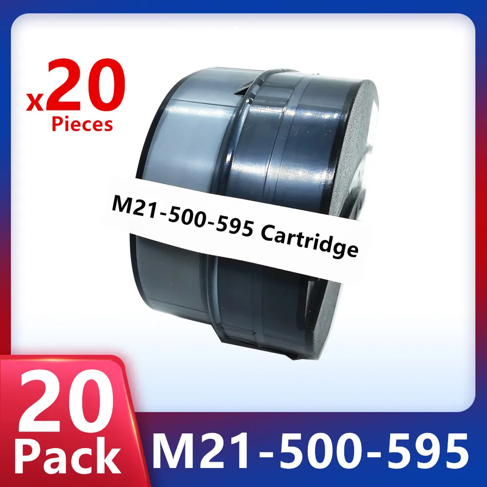 20 팩 호환 라벨 테이프 M21-500-595-WT 비닐 카트리지 리본 라벨러 핸드 헬드 프린터, 블랙 화이트 그린 옐로우 레드