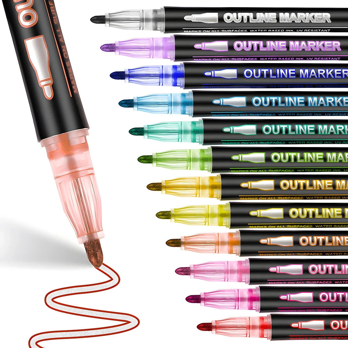 Card Making Markers With Silver Outline 8/12/24 Colors Double Line