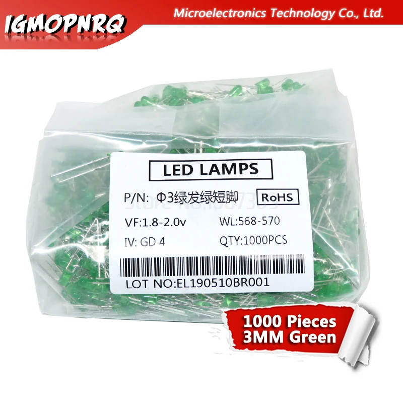 Vibrant Multicolor 3mm LED Light-Emitting Diodes (Pack of 1000)