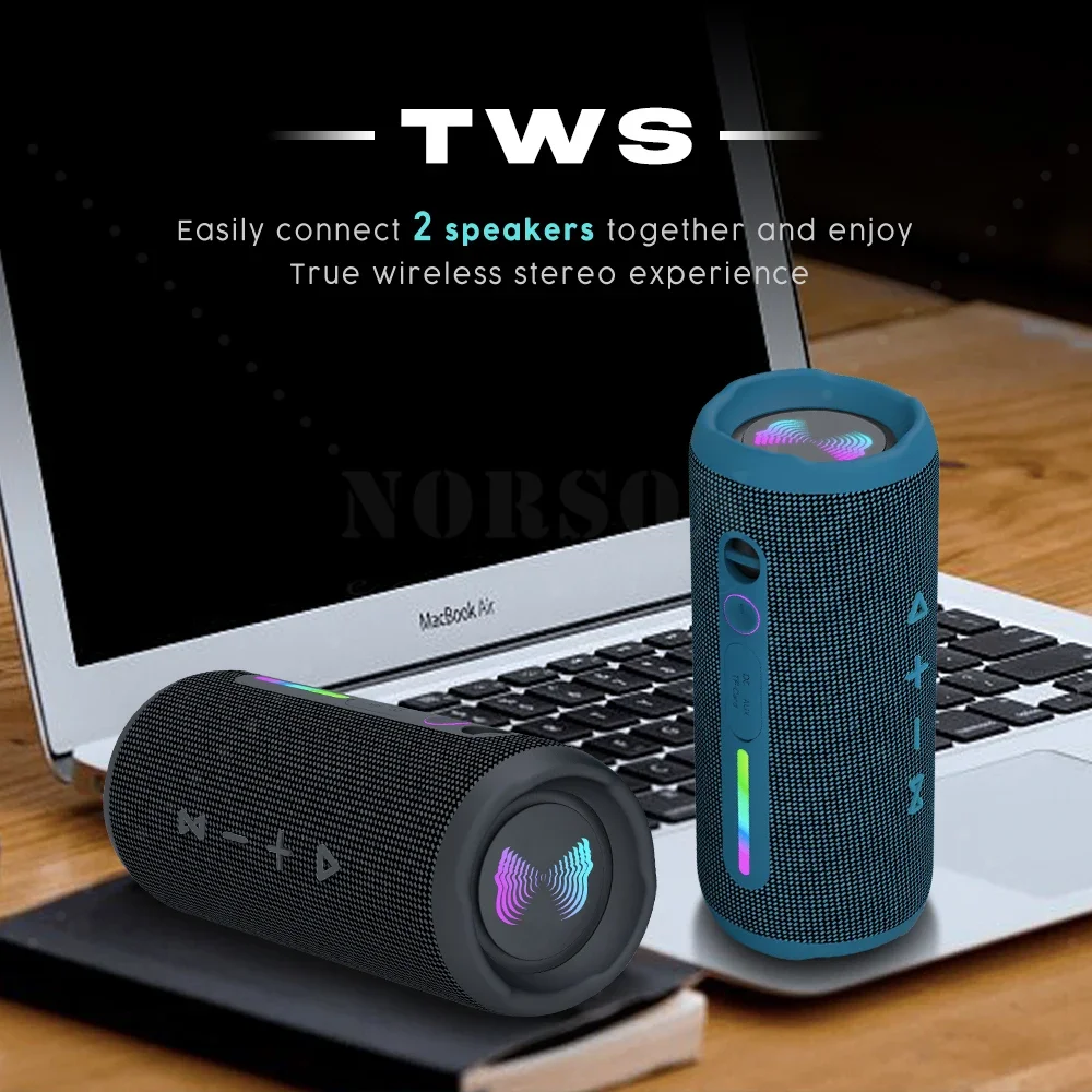 NOAVSUR 360° Surround Sound Bluetooth Speaker, Dual 15W Bass, IPX7 Waterproof ,Party Outdoor Camping EQ Adjustable 6