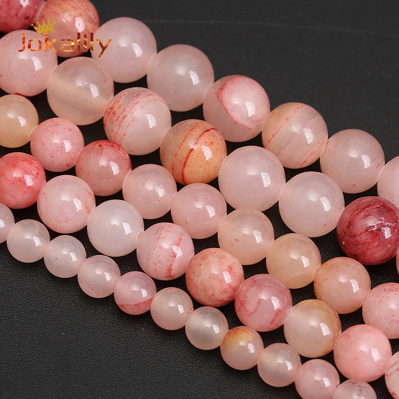 Natural Flower Jades Beads For Jewelry Making Round Loose Spacers Beads DIY Bracelets Necklaces Accessories 4 6 8 10mm 15