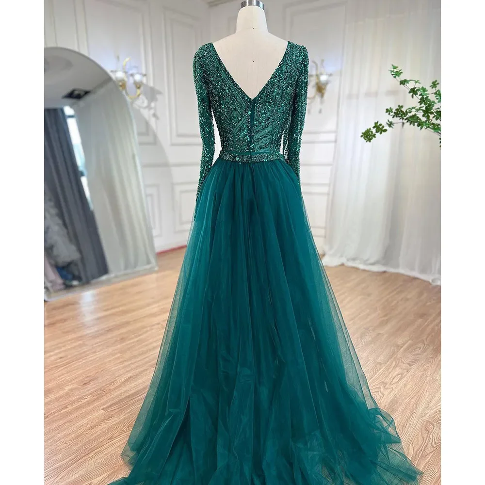 Sc2205b24eee44364ac34d0410bbda1a4A Dubai Mermaid Beaded Luxury Blue Muslim Evening Dresses Gowns with Detachable Skirt for Women Party Mallzona