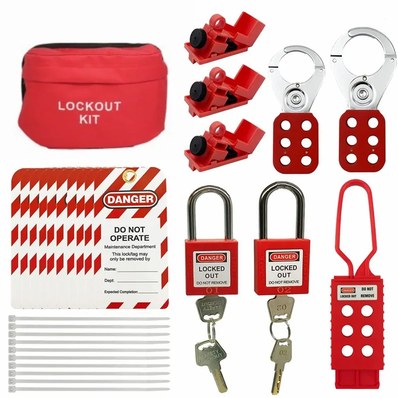 Red Keyed Different Cable Lockout Locks - 2 Keys, 10 Pack