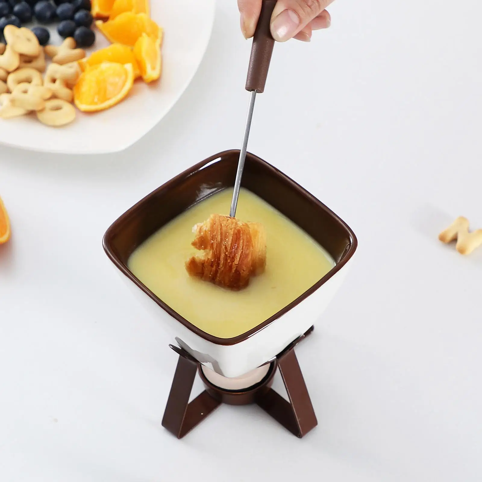 Creative Ceramic Hotpot Cheese Melting Insulated Pot Chocolate Hotpot Ice Cream Pot Circular Chocolate Stove Cooking Fondue