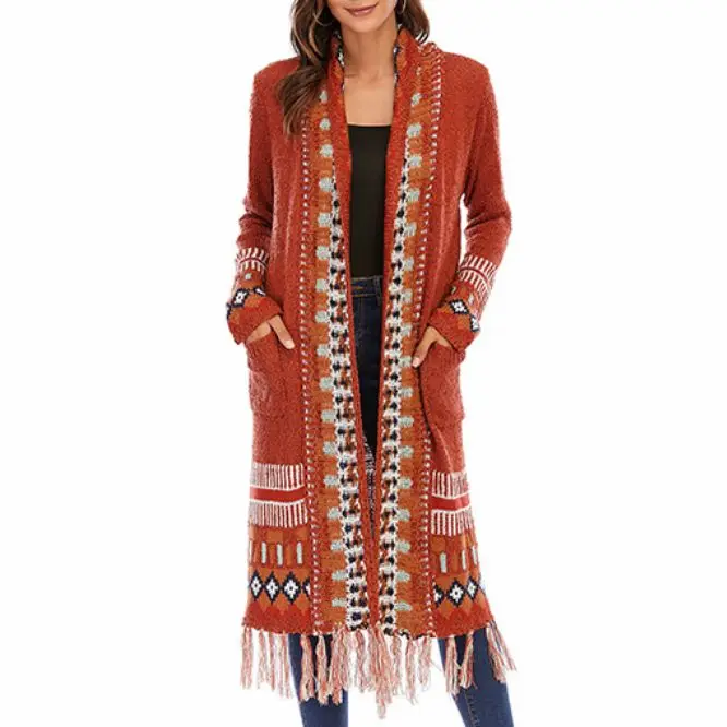 

TEELYNN Vintage Boho Cardigan Women Jumper 2022 Loose Knitted Autumn Winter Warm Coat Long Sleeve Long Sweater Knitted Sweater