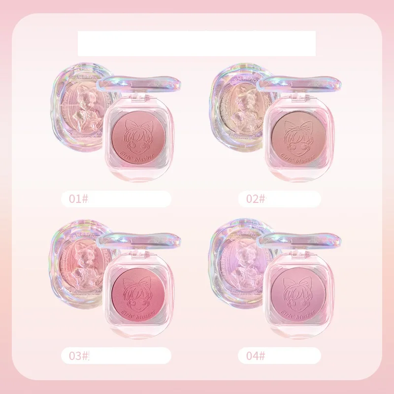 Blush Plate Girl Heart Gradient Blush Matte Rouge Cheek Violet White Natural Nude Makeup Trim