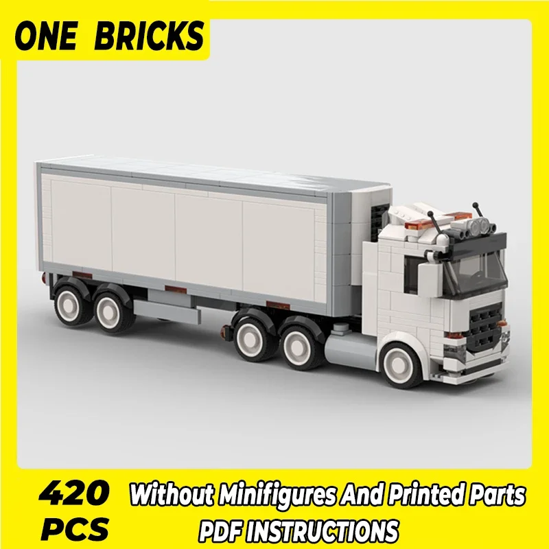 

Moc Building Bricks City Car Model White Truck With Trailer Technology Modular Blocks Gifts Christmas Toys DIY Sets Assembly