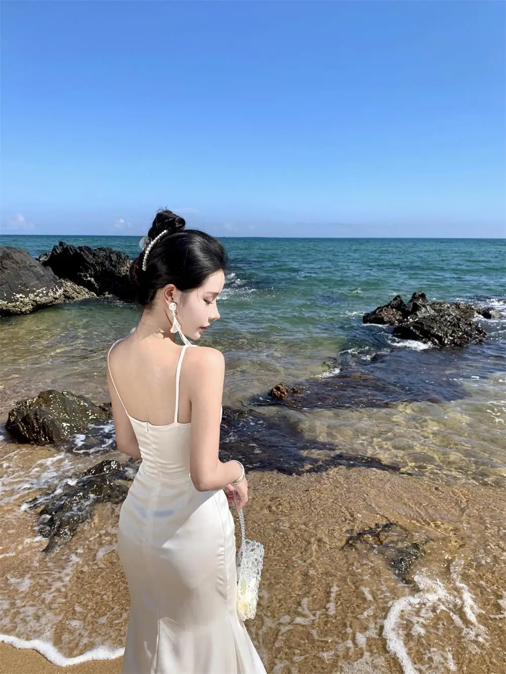 Elegant Bodycon Satin Dresses for Women Halter Sleeveless Slim Mermaid Evening Party Dress Prom Robe Summer New Vestidos Mujer