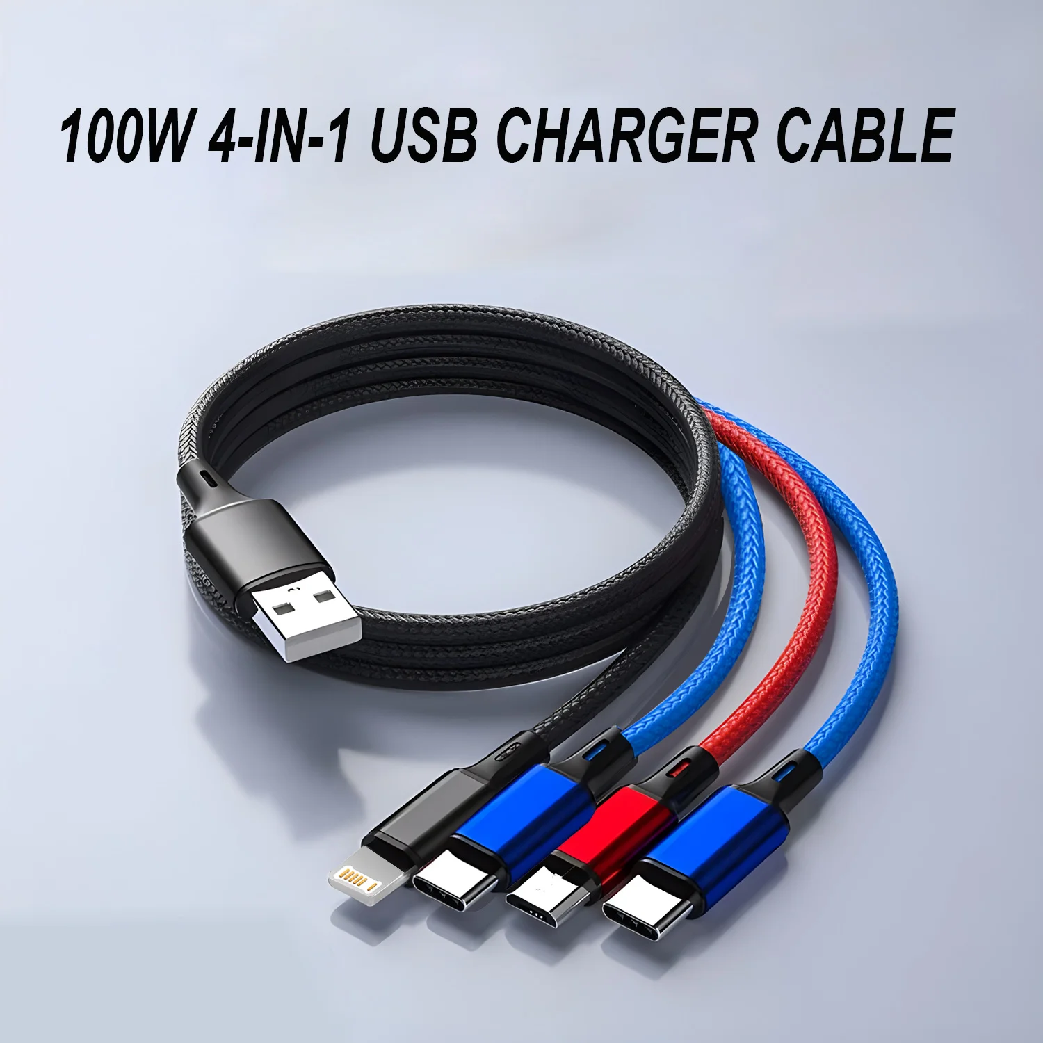 아이폰 13 12 14Pro용 4 in 1 USB 충전 케이블 1-3개, 안드로이드 아이폰 화웨이용 5 in 1 마이크로 USB 타입 C 고속 충전 케이블