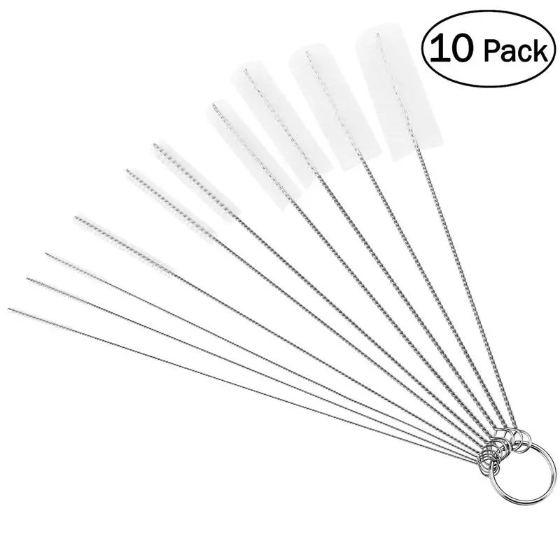 

10pcs Nylon Tube Pipe Cleaning Brush for Drinking Straws Glasses Keyboards Jewelry Cleaning Keyboards Cleaning Brush Kit