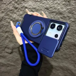 Advanced Shockproof Armor Case with Lanyard and Slide Camera Cover for Redmi NOTE14 PRO 5G (Blue)
