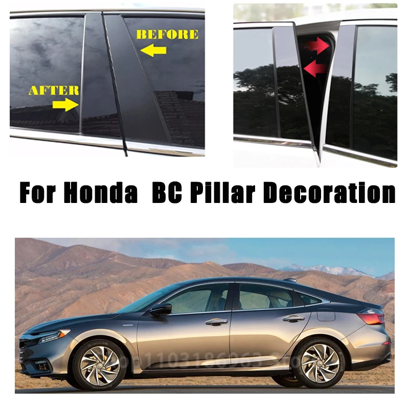 

For HONDA 08-23 Insight 6pcs 8pcs Car B C Pillar Middle Central Column PC Window Trim Decoration Protection Stickers