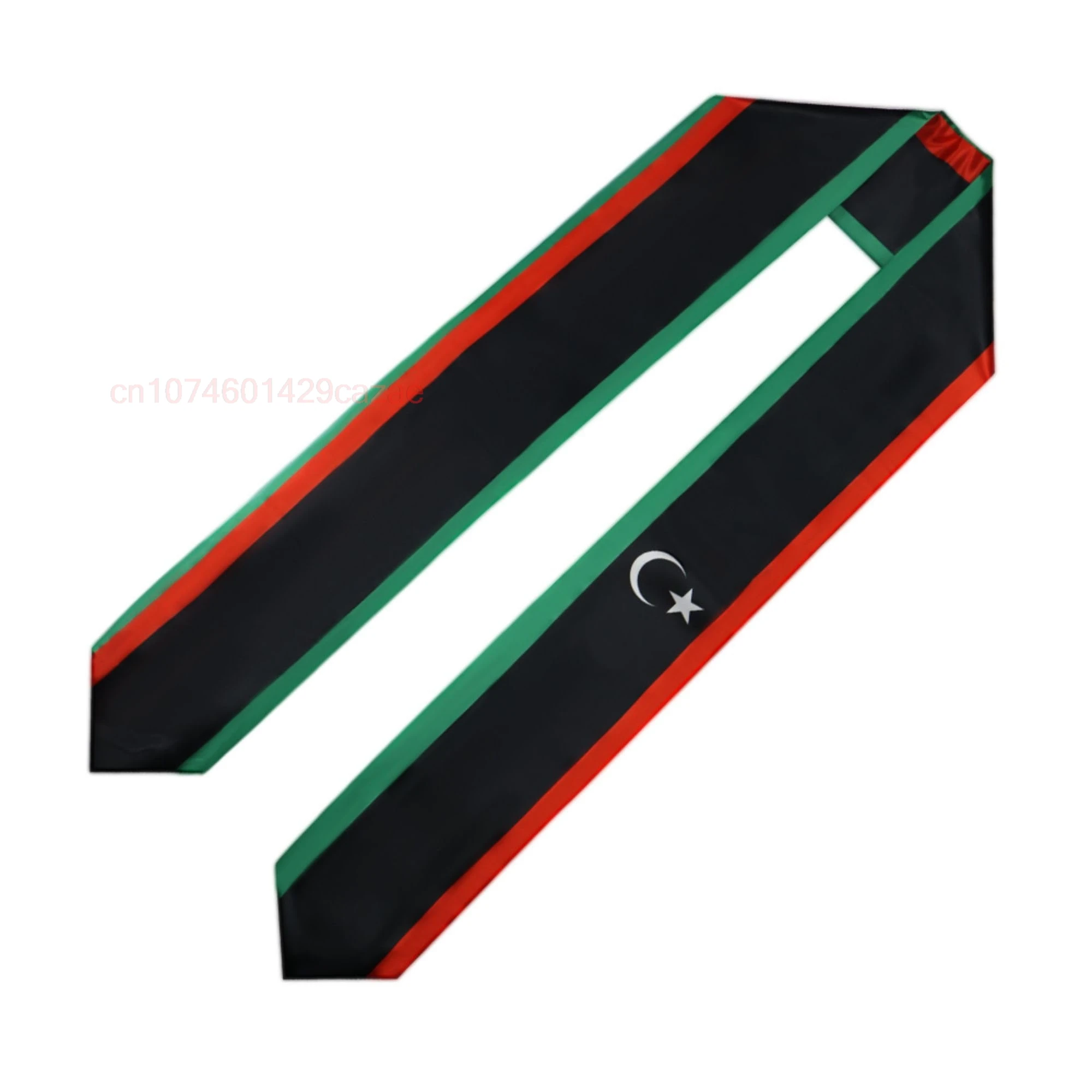 Libia Flag 180*15Cm Graduation Sash Stola Sciarpa Double Sided Per Studio A Bordo Classe Internazionale Del 2024