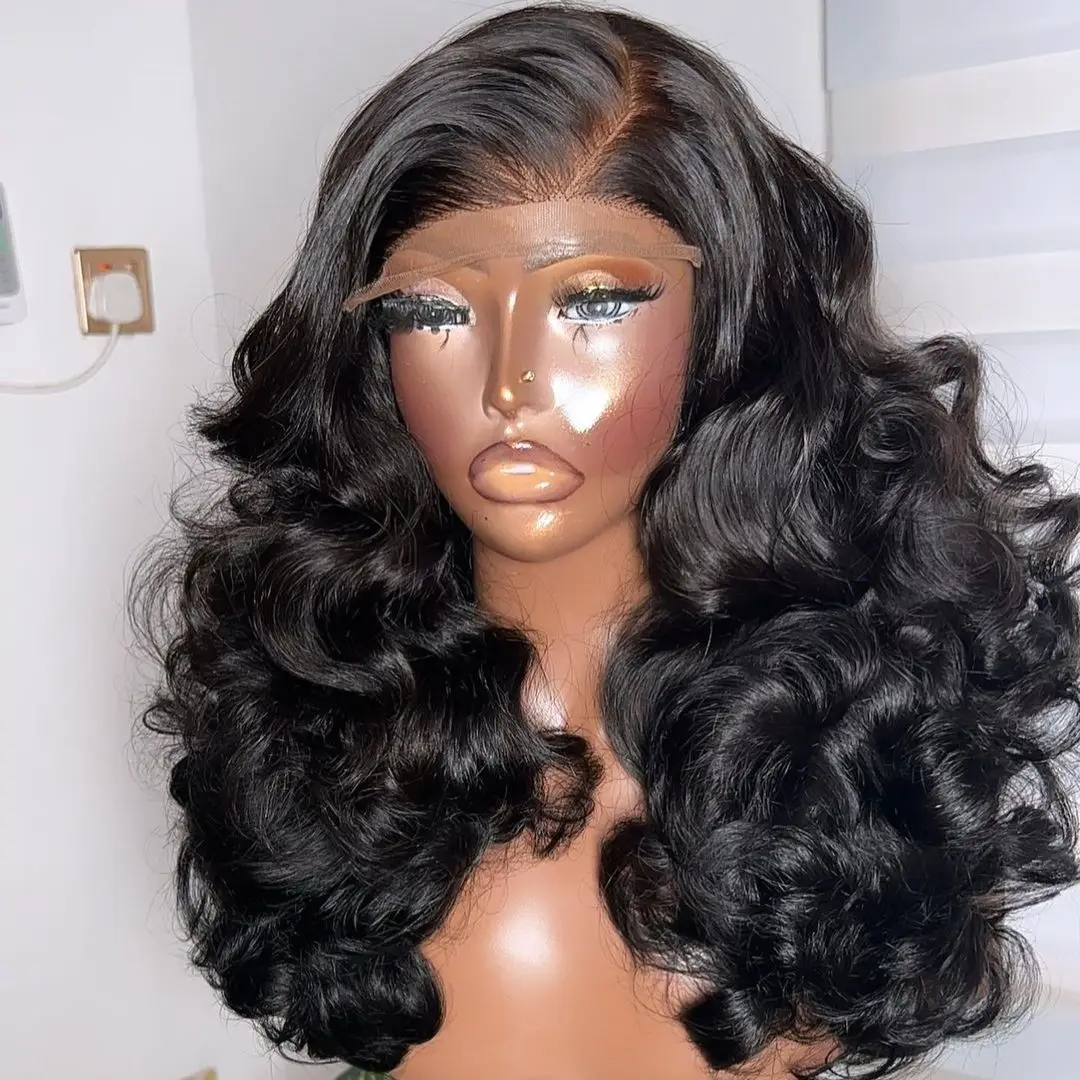 Women Glueless Loose Wave Transparent Lace Front Synthetic Wigs Baby Hair 180Density Natural Hairline synthetic wig