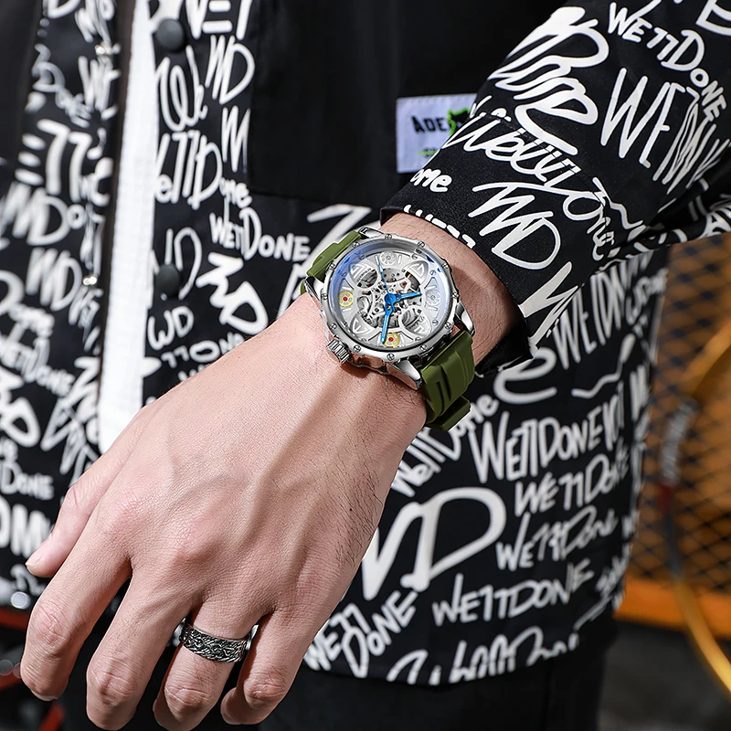 Meeste luksuslikud helendavad mehaanilised randmekellad, automaatne veekindel kell meestele_voghion.com