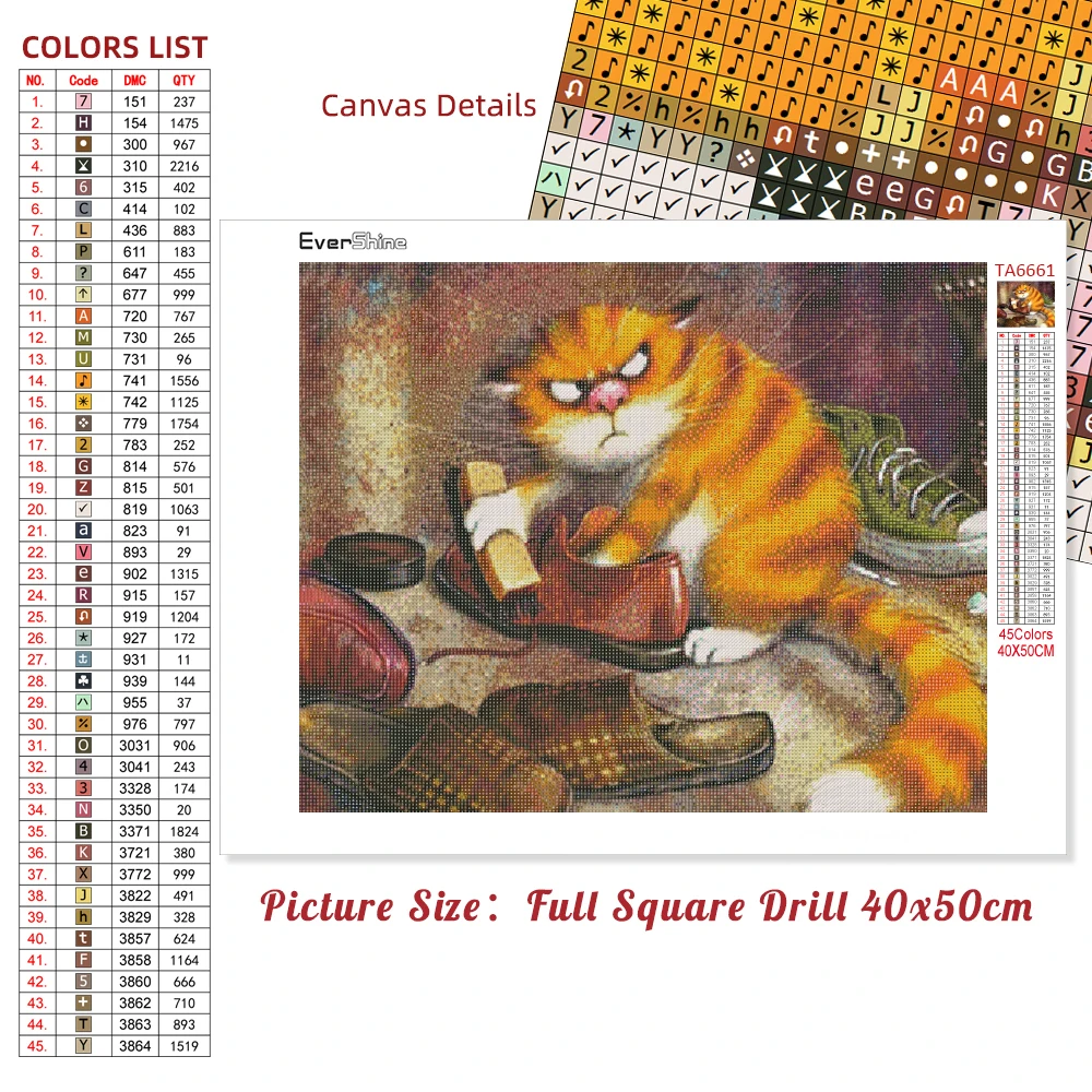 Diamond Painting Evershine Diamond Painting Cat Diamond Embroidery Full Square Cartoon Animal Mosaic Cross Stitch Kit Home Decoration