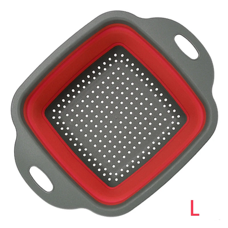 Zusammenklappbares Silikonsieb In Rot & Grau – Platzsparend & Ergonomisch Für Nudeln & Gemüse