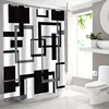 Geometric Black & Gray Print Shower Curtain - Waterproof, Includes Hooks, 180.34cm x 180.34cm - Modern Bathroom Decor 2
