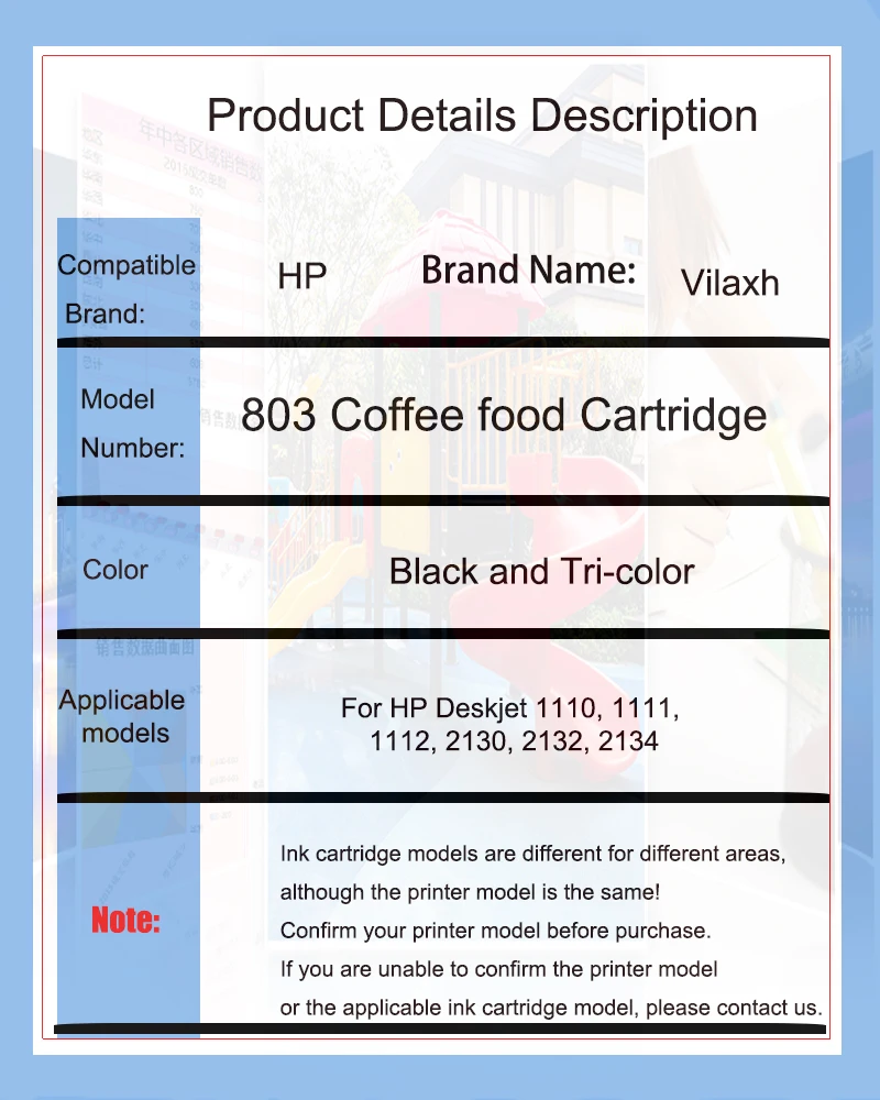 Vilaxh 803XLempty Cartridge for Refillable Cake Ink Cartridge for Coffee Printer Remanufactured HP 803Black 803 Color