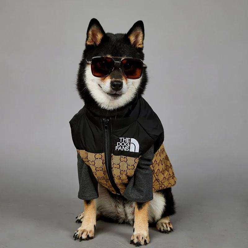 

Одежда для домашних животных с изображением лица собаки, пуховик из полиэстера, зимний жилет для собаки, мягкая теплая и ветрозащитная куртка для собаки, для маленьких и средних домашних животных