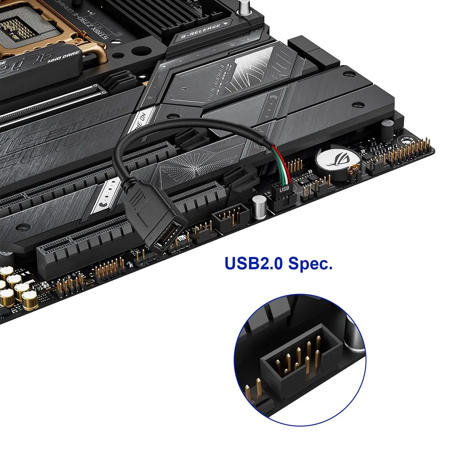 휴대용 USB2.0 9핀-타입 E 마더보드 헤더 어댑터 케이블(간편한 접근을 위한 전면형 C 커넥터 포함) 86HC