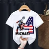 Summer 2024 Captain America Birthday Personalize Name Boy Shirt 2 3 4 5 6 7 8 9 Marvel Birthday Girl White Short Sleeve T-Shirt 4