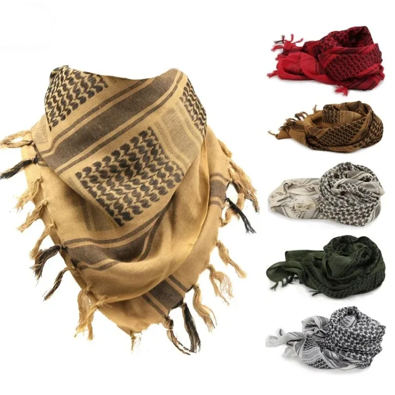 Face Scarf Headgear Military Uniform Tactical Outdoor Army Arab Scarf Shawl Wrap Tassel for Men Militar Soldier Hiking