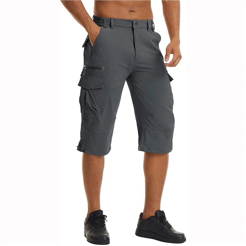 Men's Quick-Dry 3/4 Length Cargo Shorts with Multi-Pockets