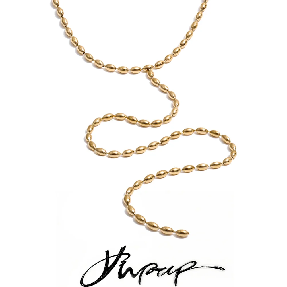 Yhpup Necklace Stainless Steel Long Chain Hanging Drop